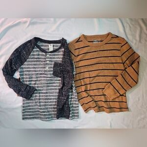 Set Of Two Warm Long-Sleeve Boys Shirts- Size Small (6/7) and 7